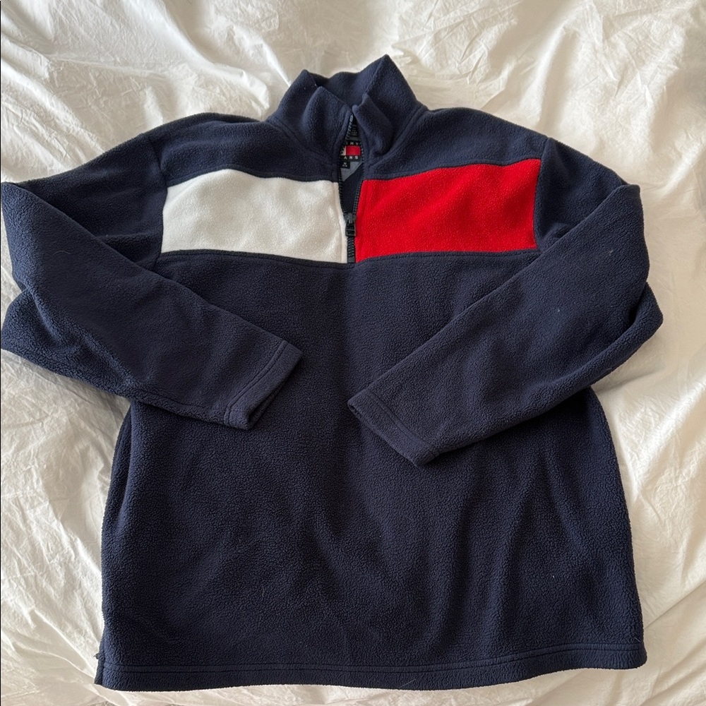 Tommy Hilfiger Navy and Red Zip-Up Sweater